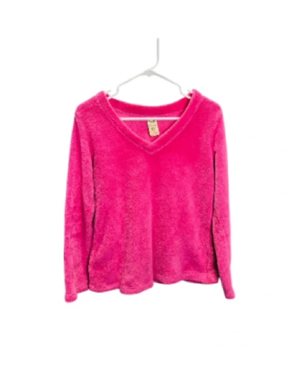 Faded Glory Girls Hot Pink V-Neck Plush Pullover